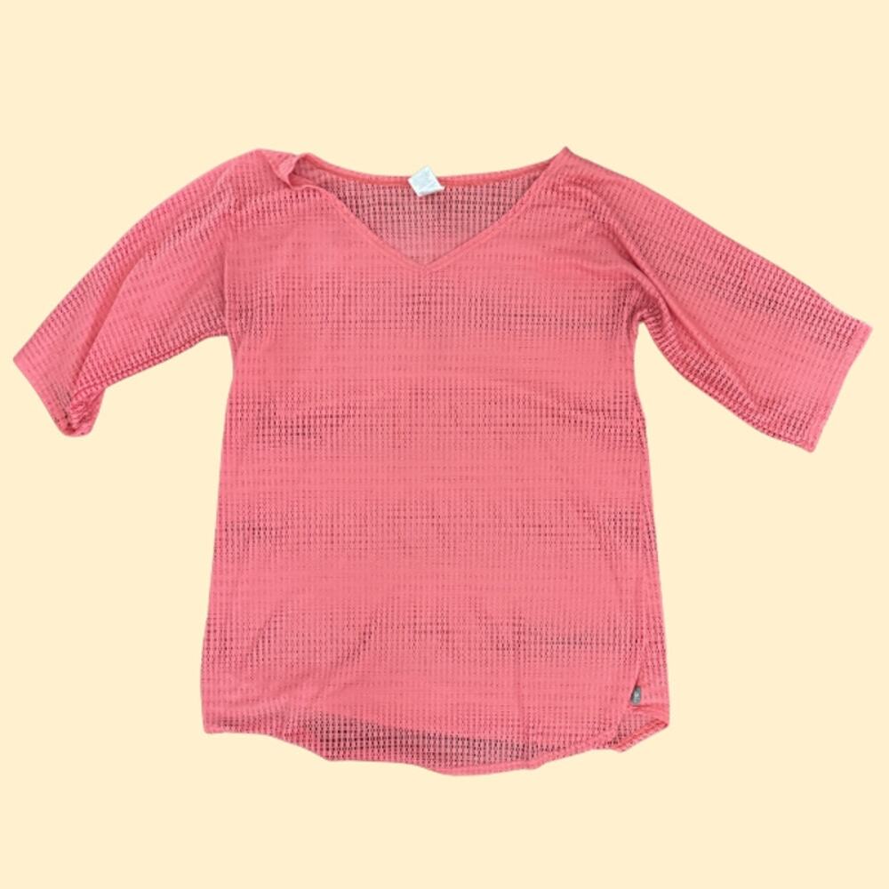 O'Neill Coral Mesh Knit Beach Cover-Up V-Neck 3/4 Sleeve Swim Top M/L